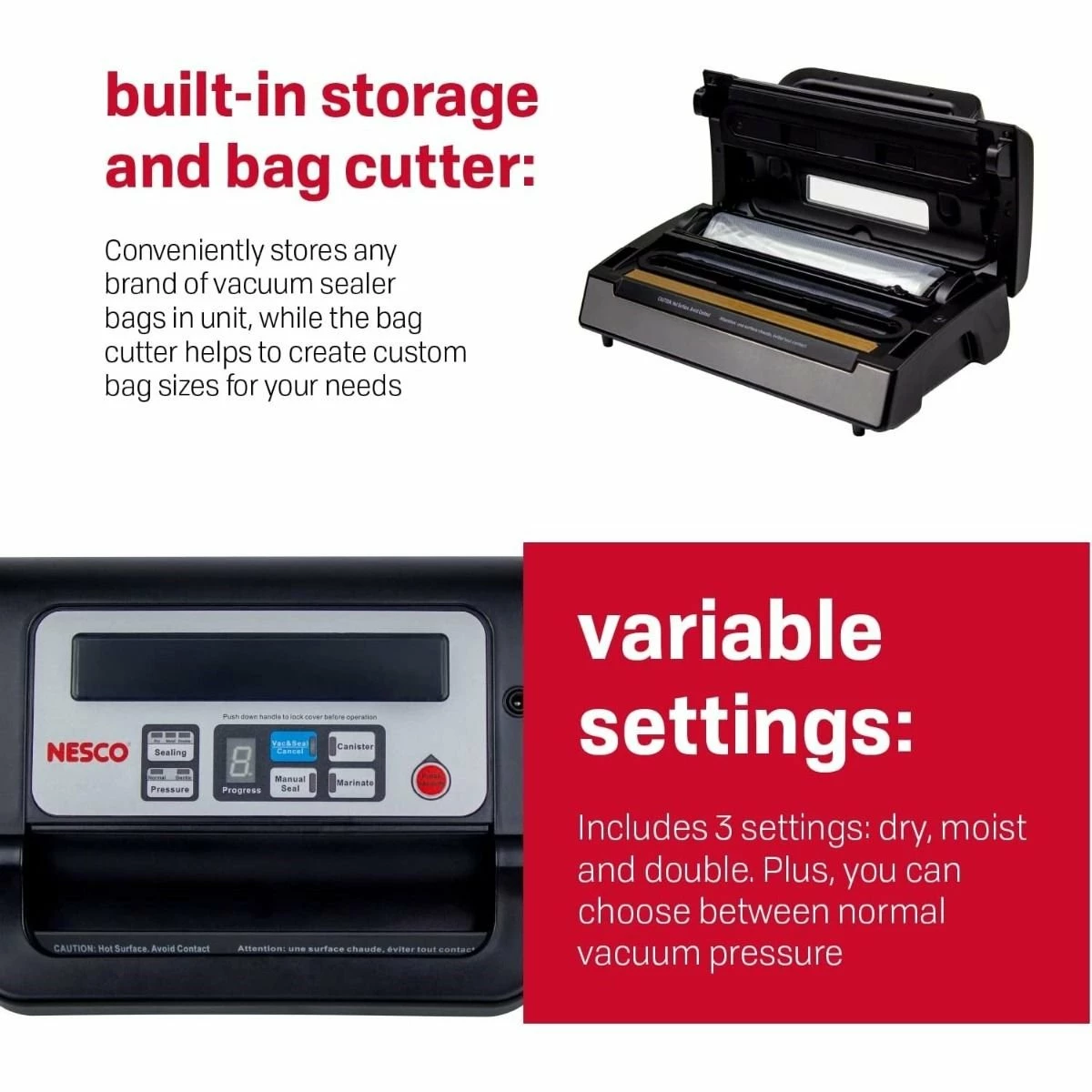 Outlet โจ Nesco / American Harvest Nesco Deluxe Vacuum Sealer Black, Stainless Steel ๐ 3 Outlet โจ Nesco / American Harvest Nesco Deluxe Vacuum Sealer Black, Stainless Steel ๐ - Image 3