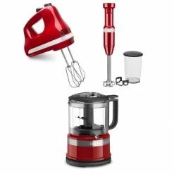 Best deal 🛒 KitchenAid Empire Red Small Appliances Set | Mini Food Processor, Blender & Hand Mixer Red 👏