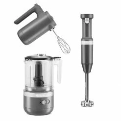 Best deal 😍 KitchenAid Matte Charcoal Grey Cordless Small Appliances Set | Hand Mixer, Hand Blender & Food Chopper Grey 🛒