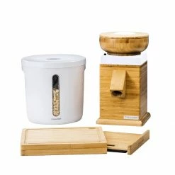 Hot Sale ⭐ NutriMill Harvest Grain Mill | Powder Sugar White + Cutting Board & Canister Bundle White 🤩